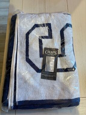 Chaps Navy and White Striped Beach Towel